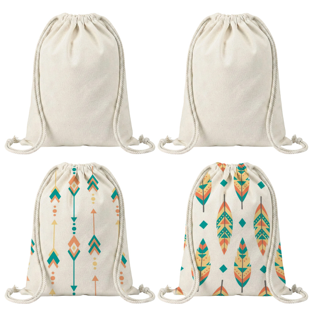 Sublimation Blank Cotton Linen Drawstring Bag - Double-Sided Printable 30x40cm Gym & Travel Sack for Custom Heat Transfer