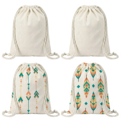 Sublimation Blank Cotton Linen Drawstring Bag - Double-Sided Printable 30x40cm Gym & Travel Sack for Custom Heat Transfer