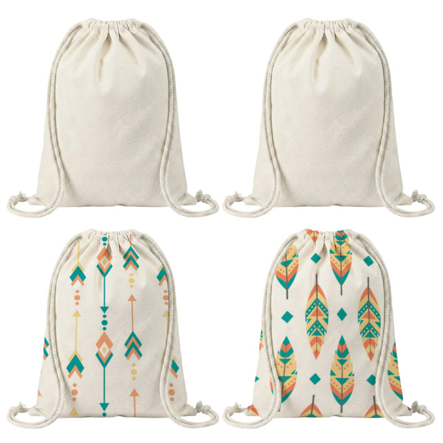 Sublimation Blank Cotton Linen Drawstring Bag - Double-Sided Printable 30x40cm Gym & Travel Sack for Custom Heat Transfer