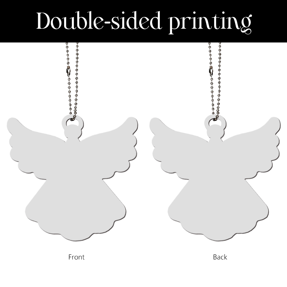 Sublimation Blank Angel Wings Car Pendant - Double-Sided Printable MDF Memorial Ornament for Custom Photo Printing
