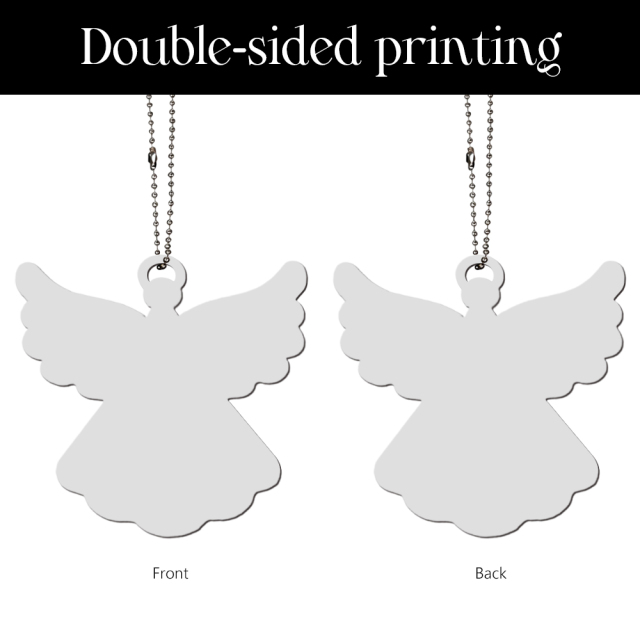 Sublimation Blank Angel Wings Car Pendant - Double-Sided Printable MDF Memorial Ornament for Custom Photo Printing