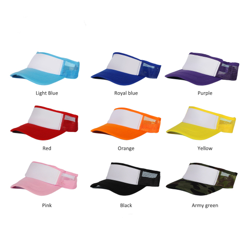 Sublimation Blank Mesh Sun Visor Hat - Adjustable Breathable Sun Cap for Custom Heat Transfer Printing 9 colors to choose