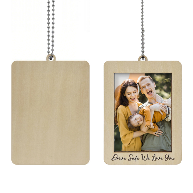 Sublimation Blank Hanging MDF Photo Frame Car Pendant - Single-Sided Printable "Drive Safe" Car Ornament for Custom Gifts