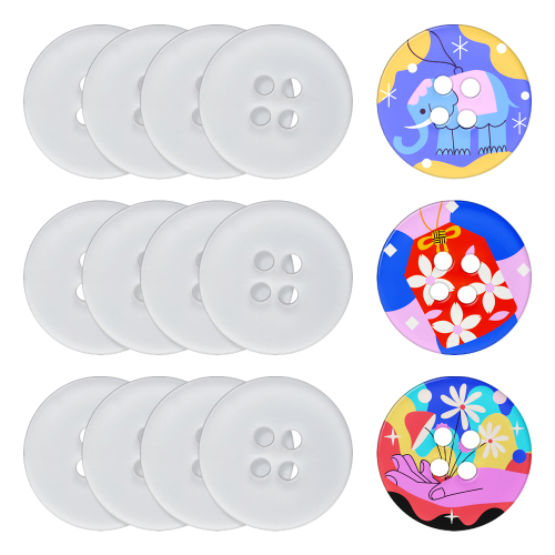 Sublimation Blank Acrylic Button Charms - Customizable Round Button Pendants for DIY Crafts & Gift Decor