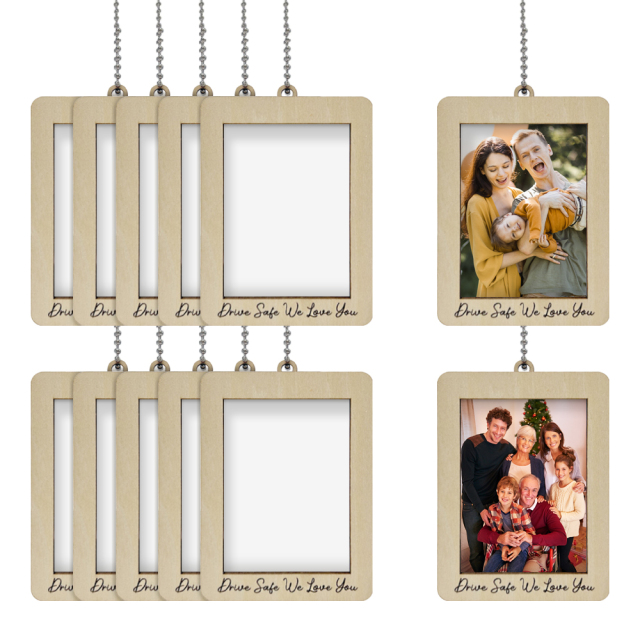 Sublimation Blank Hanging MDF Photo Frame Car Pendant - Single-Sided Printable "Drive Safe" Car Ornament for Custom Gifts