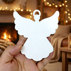 Sublimation Blank Angel Wings Car Pendant - Double-Sided Printable MDF Memorial Ornament for Custom Photo Printing