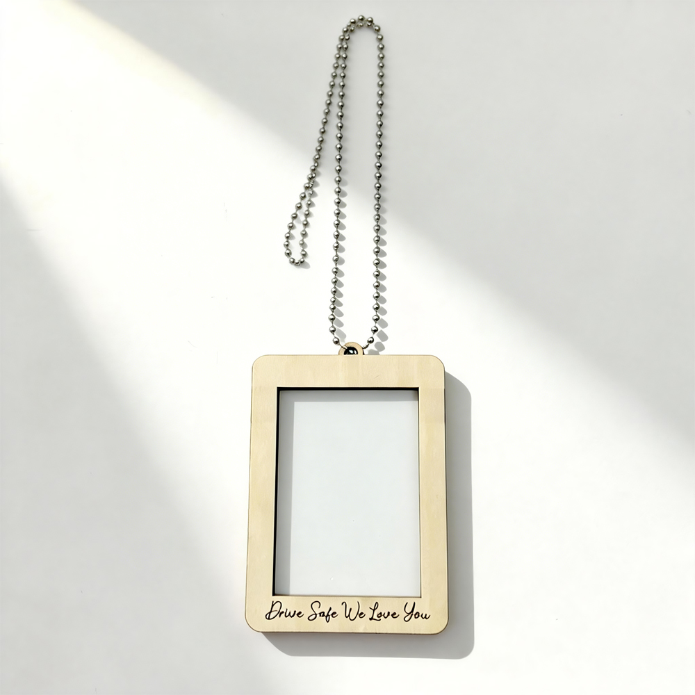 Sublimation Blank Hanging MDF Photo Frame Car Pendant - Single-Sided Printable "Drive Safe" Car Ornament for Custom Gifts