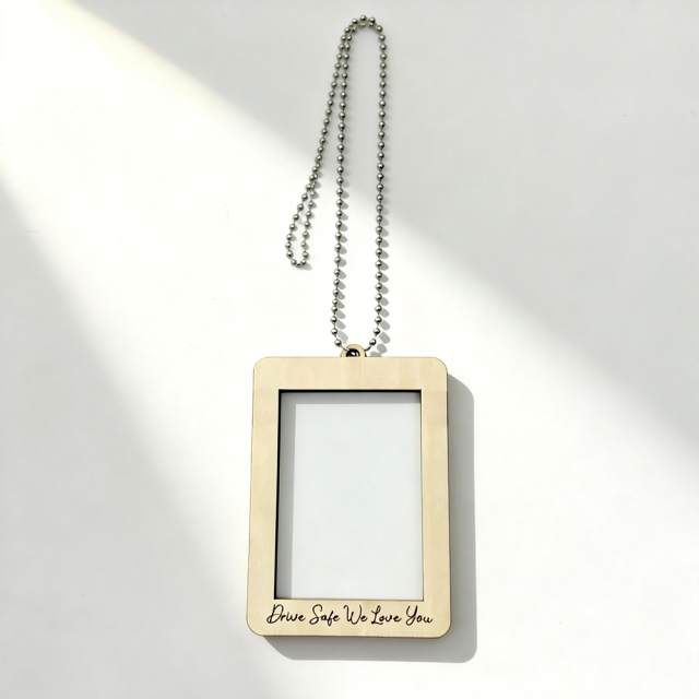Sublimation Blank Hanging MDF Photo Frame Car Pendant - Single-Sided Printable "Drive Safe" Car Ornament for Custom Gifts