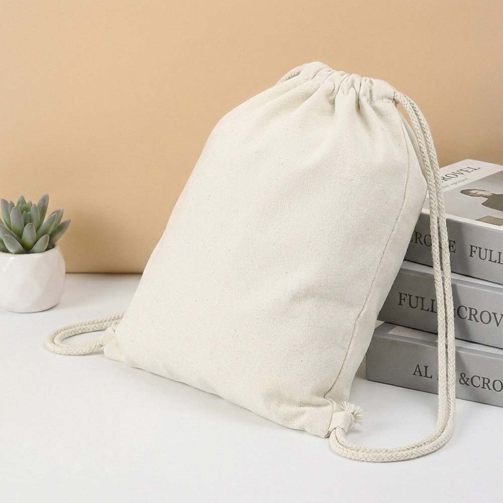 Sublimation Blank Cotton Linen Drawstring Bag - Double-Sided Printable 30x40cm Gym & Travel Sack for Custom Heat Transfer