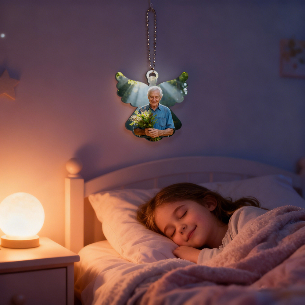 Sublimation Blank Angel Wings Car Pendant - Double-Sided Printable MDF Memorial Ornament for Custom Photo Printing