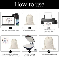 Sublimation Blank Cotton Linen Drawstring Bag - Double-Sided Printable 30x40cm Gym & Travel Sack for Custom Heat Transfer