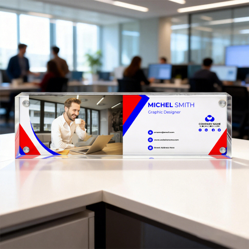 Sublimation Blank Acrylic Magnetic Desk Name Plate - Premium Clear Display Sign for Custom Office & Event Identification