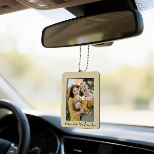 Sublimation Blank Hanging MDF Photo Frame Car Pendant - Single-Sided Printable "Drive Safe" Car Ornament for Custom Gifts