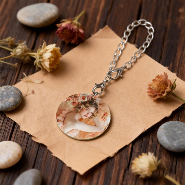 Sublimation Blank Round Pendant - Double-Sided Printable Zinc Alloy Photo Charm for Keychains & Bags