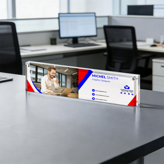 Sublimation Blank Acrylic Magnetic Desk Name Plate - Premium Clear Display Sign for Custom Office & Event Identification