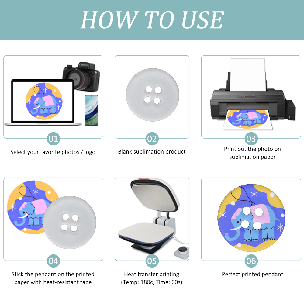 Sublimation Blank Acrylic Button Charms - Customizable Round Button Pendants for DIY Crafts & Gift Decor