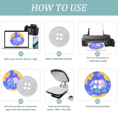 Sublimation Blank Acrylic Button Charms - Customizable Round Button Pendants for DIY Crafts & Gift Decor
