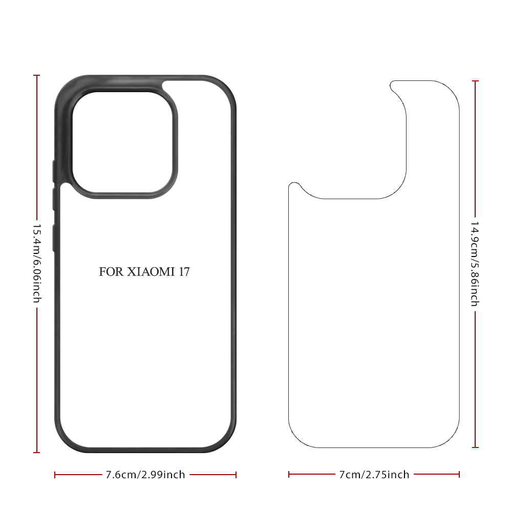 For Xiaomi 17 Series DIY Printable Sublimation Phone Case Anti-Shock Side 2D TPU Phone Shell With Aluminum Sheet for Xiaomi MI 17, 17 Pro, 17 Pro Max, 17 Ultra