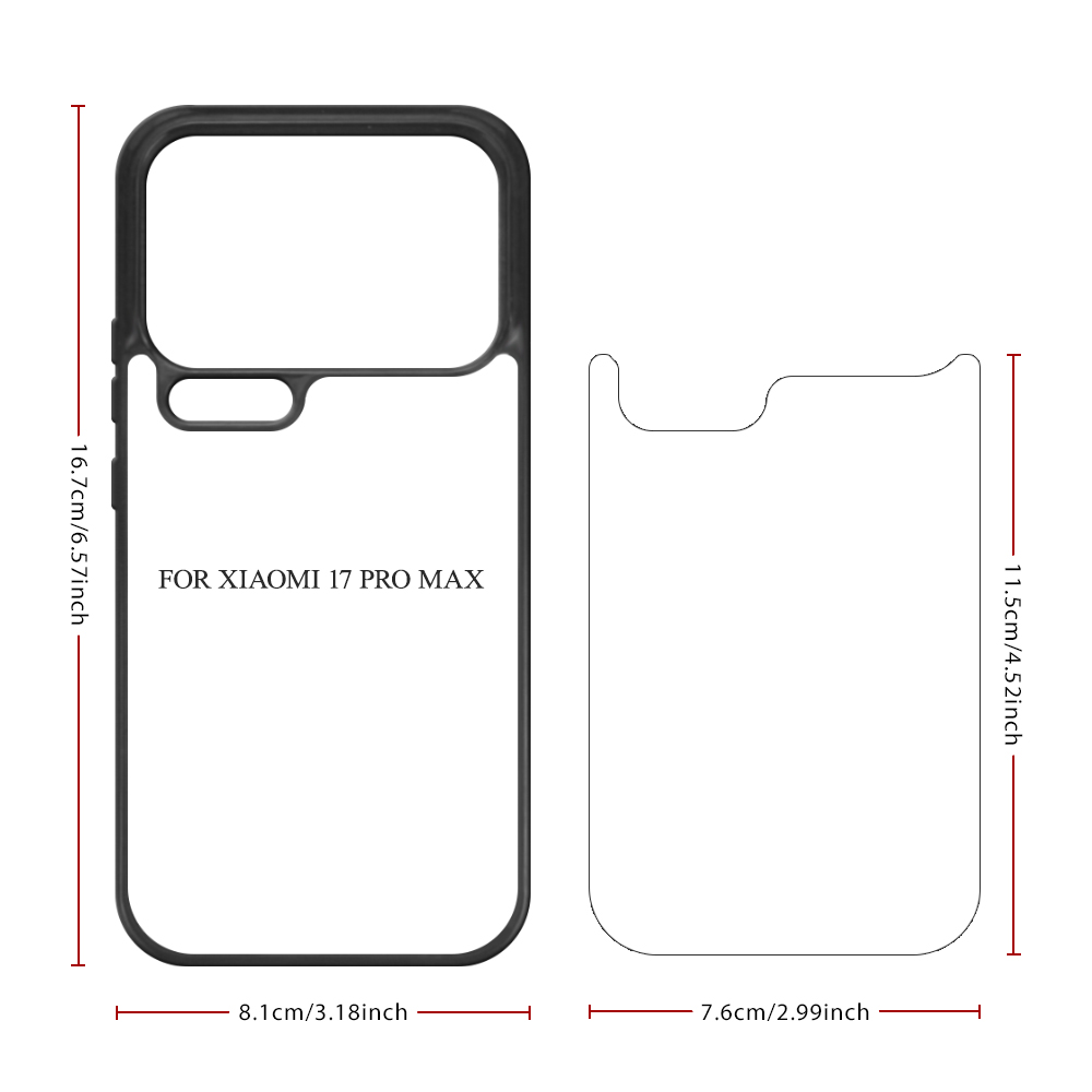 For Xiaomi 17 Series DIY Printable Sublimation Phone Case Anti-Shock Side 2D TPU Phone Shell With Aluminum Sheet for Xiaomi MI 17, 17 Pro, 17 Pro Max, 17 Ultra