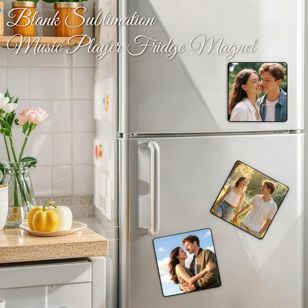 Sublimation Music Fridge Magnet Blank PET Sheet for DIY Heat Press Printing Versatile Functions | Wireless Audio & Magnetic Decor