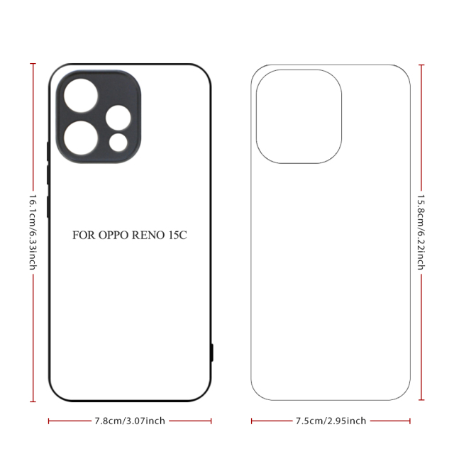 Sublimation 2D TPU Phone Case for OPPO Reno 15 Series DIY Shell with Aluminum Sheet for Reno 15C