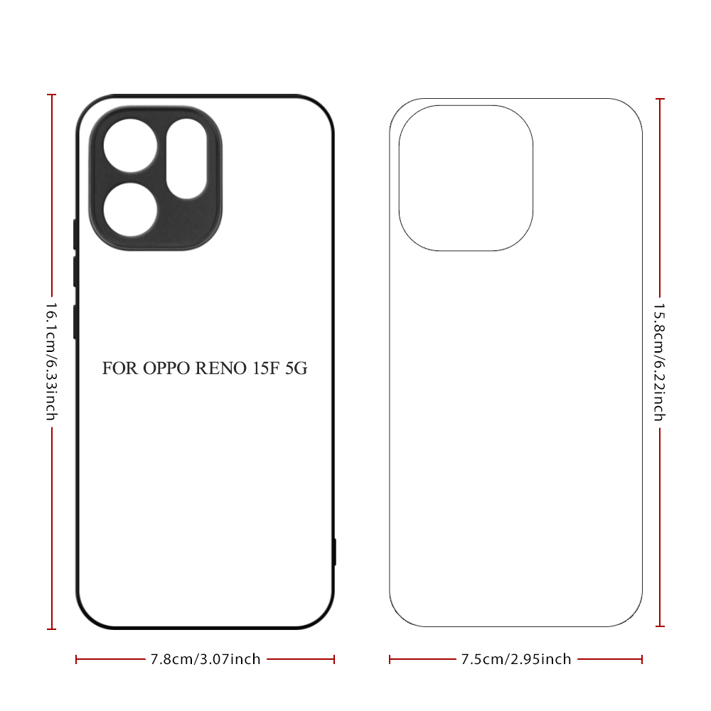 Sublimation 2D TPU Phone Case for OPPO Reno 15 Series DIY Shell with Aluminum Sheet for Reno 15C