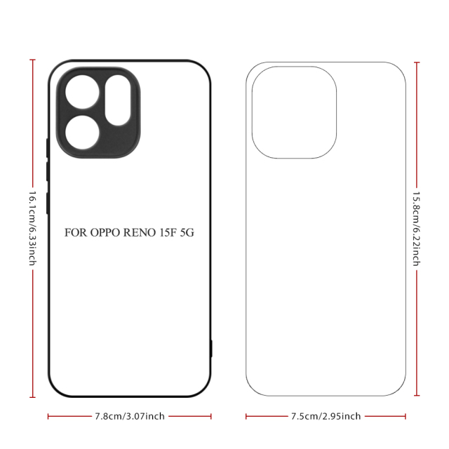 Sublimation 2D TPU Phone Case for OPPO Reno 15 Series DIY Shell with Aluminum Sheet for Reno 15C