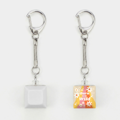 Sublimation Blank Stress Relief Push Button Keychain LED Light Up Keyring 3 Designs Regular & Glowing Version for Personalized Gift DIY Craft