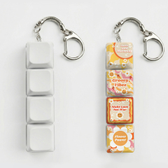 Sublimation Blank Stress Relief Push Button Keychain LED Light Up Keyring 3 Designs Regular & Glowing Version for Personalized Gift DIY Craft