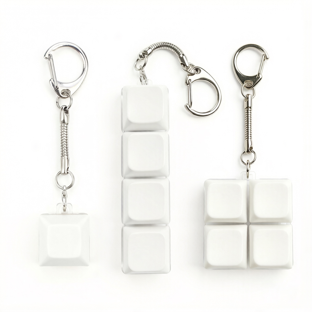 Sublimation Blank Stress Relief Push Button Keychain LED Light Up Keyring 3 Designs Regular & Glowing Version for Personalized Gift DIY Craft