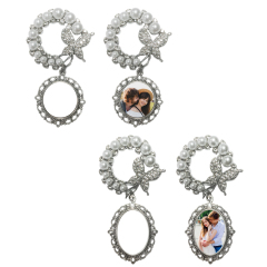 Elegant Pearl & Butterfly Sublimation Blank Brooch - Custom Photo Memorial Badge (Round/Oval Shapes) Heat Transfer Pin Jewelry