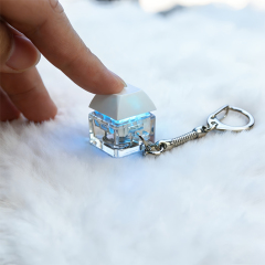 Sublimation Blank Stress Relief Push Button Keychain LED Light Up Keyring 3 Designs Regular & Glowing Version for Personalized Gift DIY Craft