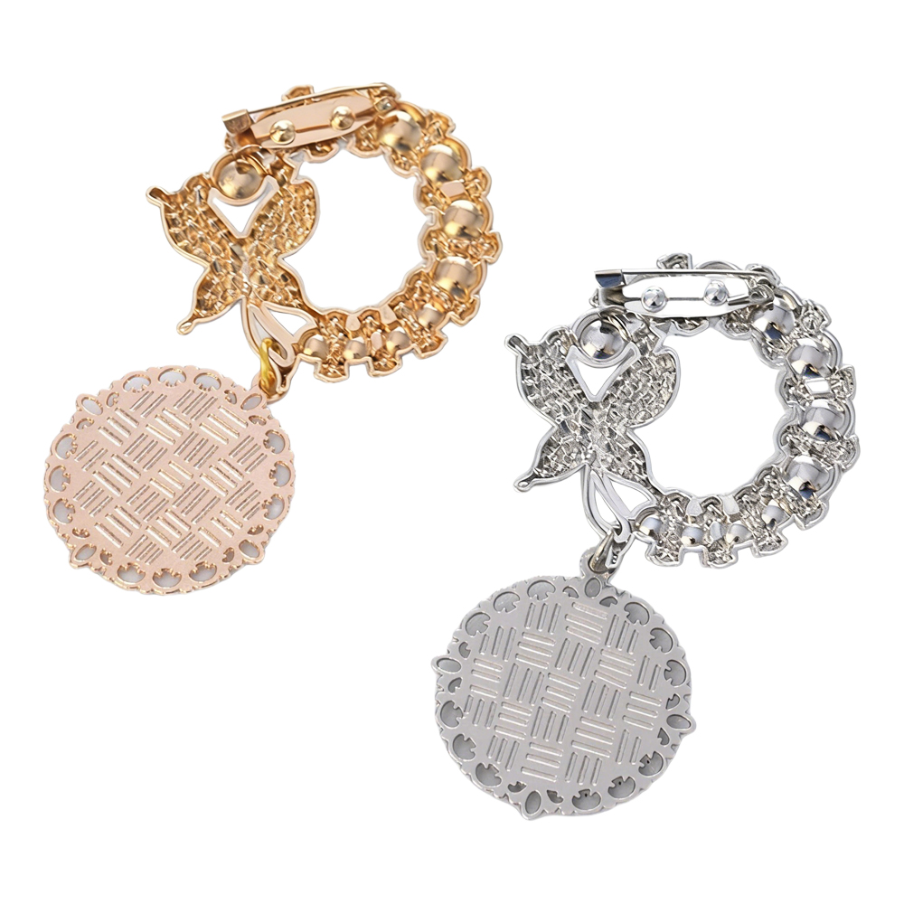 Elegant Pearl & Butterfly Sublimation Blank Brooch - Custom Photo Memorial Badge (Round/Oval Shapes) Heat Transfer Pin Jewelry