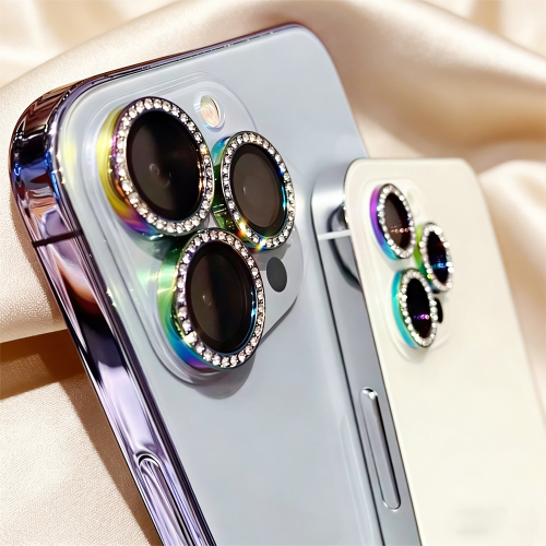 Diamond Eagle Eye Camera Lens Film 15 Colors Bling Rhinestone Metal Ring Tempered Glass Lens Protector for Phones