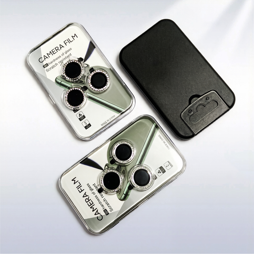 Eagle Eye Camera Lens Protector for iPhone - CD Texture, Glitter & Diamond Styles 10 Colors Each Tempered Glass Lens Cover