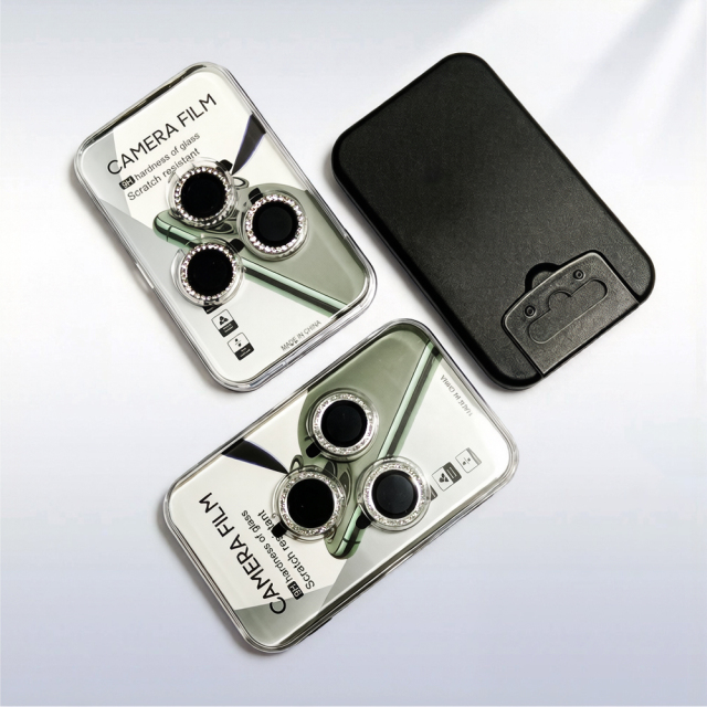 Eagle Eye Camera Lens Protector for iPhone - CD Texture, Glitter & Diamond Styles 10 Colors Each Tempered Glass Lens Cover