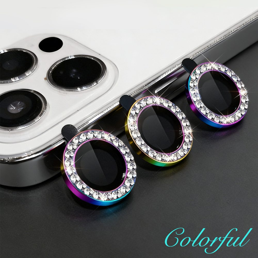 Diamond Eagle Eye Camera Lens Film 15 Colors Bling Rhinestone Metal Ring Tempered Glass Lens Protector for Phones
