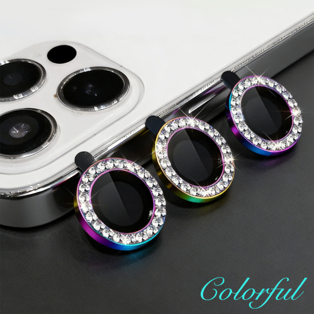 Diamond Eagle Eye Camera Lens Film 15 Colors Bling Rhinestone Metal Ring Tempered Glass Lens Protector for Phones