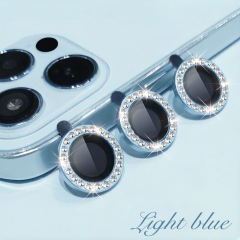 Diamond Eagle Eye Camera Lens Film 15 Colors Bling Rhinestone Metal Ring Tempered Glass Lens Protector for Phones