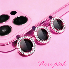 Diamond Eagle Eye Camera Lens Film 15 Colors Bling Rhinestone Metal Ring Tempered Glass Lens Protector for Phones