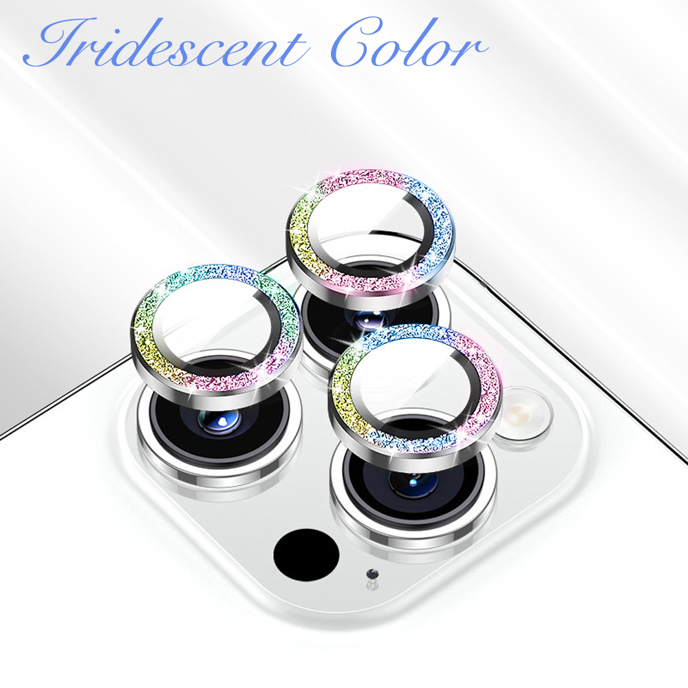 Eagle Eye Camera Lens Protector for iPhone - CD Texture, Glitter & Diamond Styles 10 Colors Each Tempered Glass Lens Cover