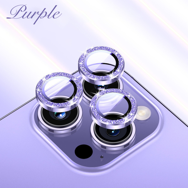 Eagle Eye Camera Lens Protector for iPhone - CD Texture, Glitter & Diamond Styles 10 Colors Each Tempered Glass Lens Cover