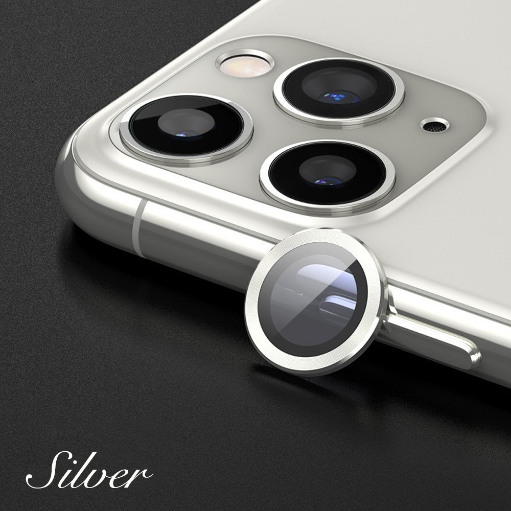 CD Texture Eagle Eye Camera Lens Protector for iPhone - 3 Colors Metal Ring Tempered Glass Camera Lens Film