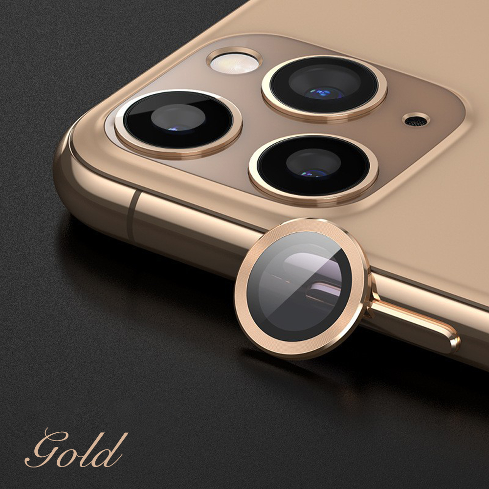 CD Texture Eagle Eye Camera Lens Protector for iPhone - 3 Colors Metal Ring Tempered Glass Camera Lens Film