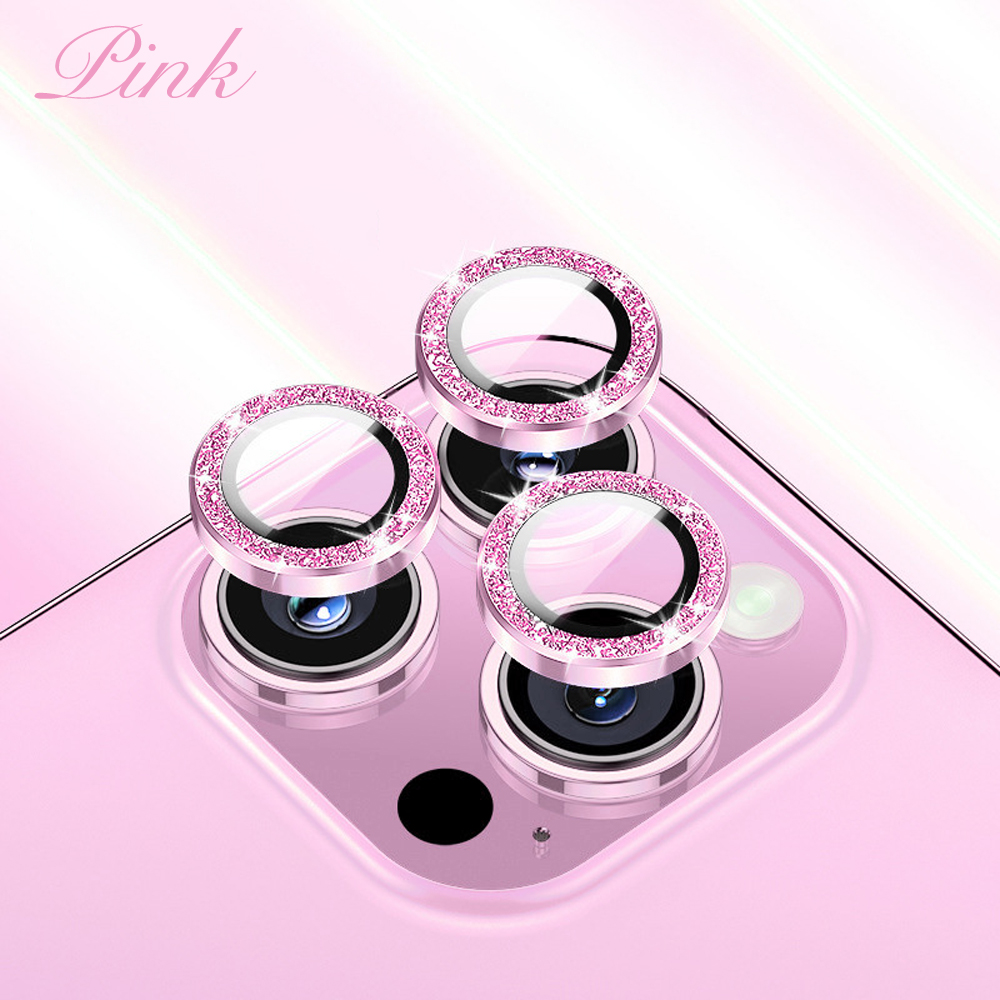 Eagle Eye Camera Lens Protector for iPhone - CD Texture, Glitter & Diamond Styles 10 Colors Each Tempered Glass Lens Cover