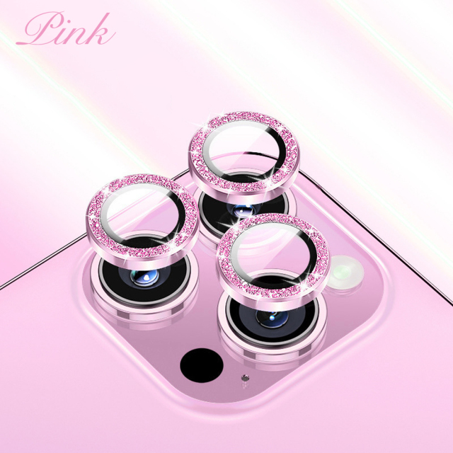 Eagle Eye Camera Lens Protector for iPhone - CD Texture, Glitter & Diamond Styles 10 Colors Each Tempered Glass Lens Cover