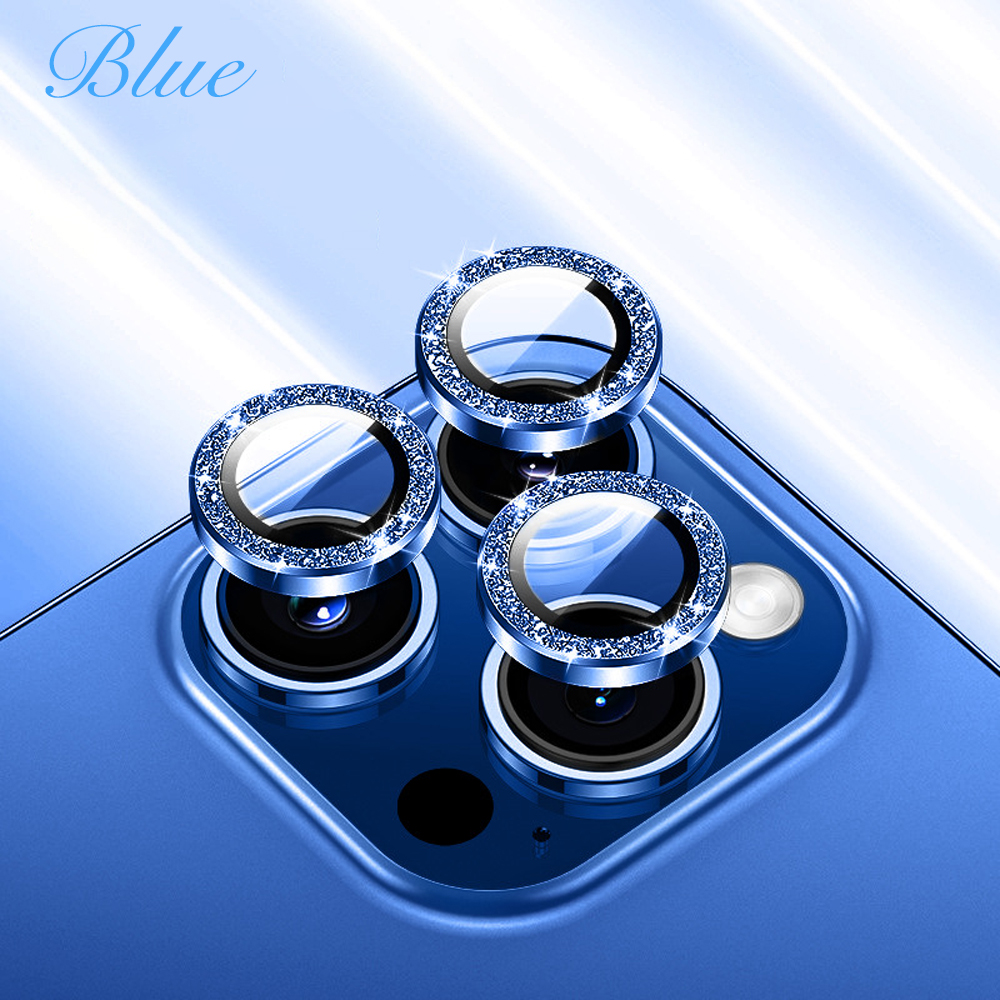 Eagle Eye Camera Lens Protector for iPhone - CD Texture, Glitter & Diamond Styles 10 Colors Each Tempered Glass Lens Cover