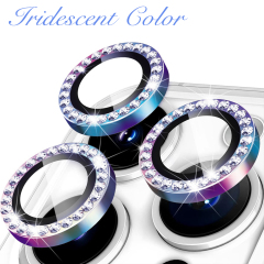Eagle Eye Camera Lens Protector for iPhone - CD Texture, Glitter & Diamond Styles 10 Colors Each Tempered Glass Lens Cover