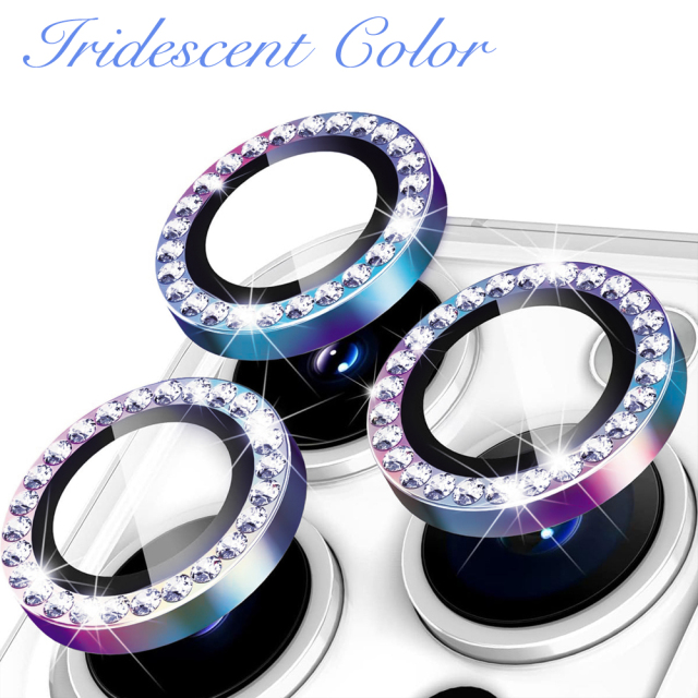 Eagle Eye Camera Lens Protector for iPhone - CD Texture, Glitter & Diamond Styles 10 Colors Each Tempered Glass Lens Cover