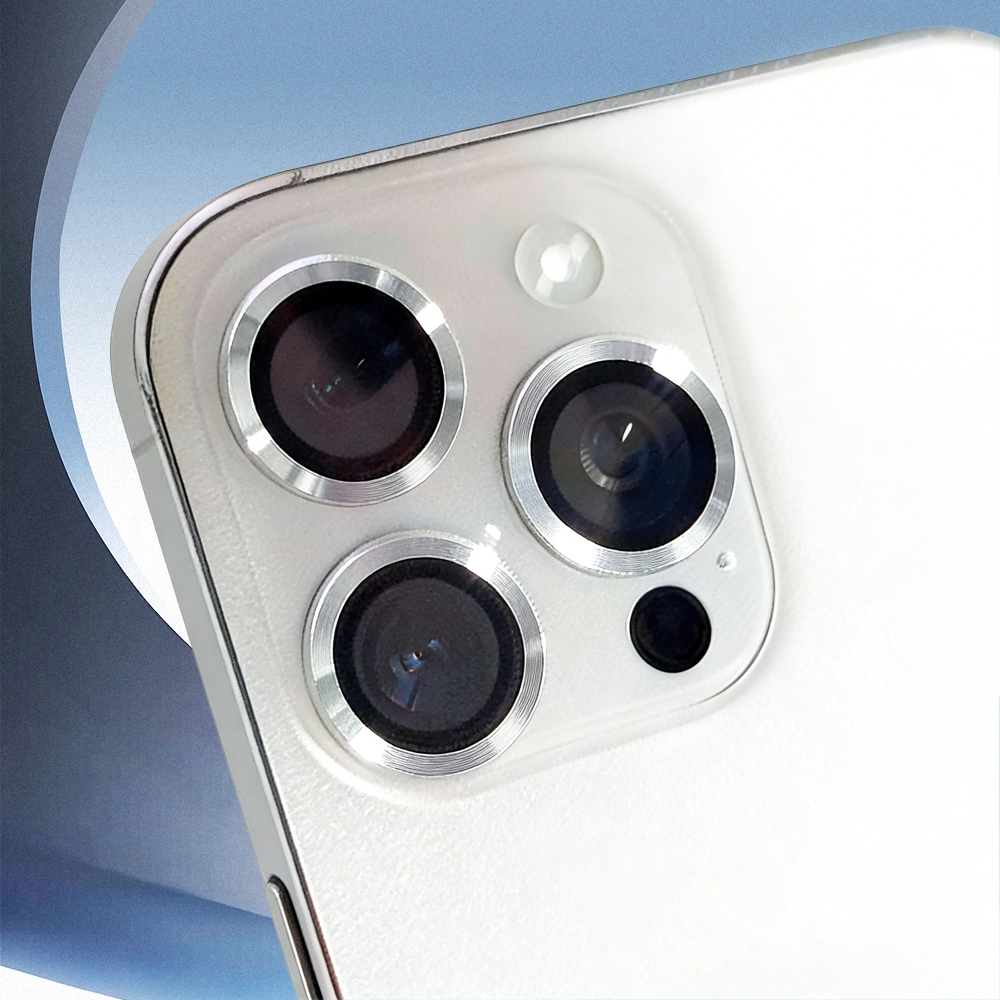 CD Texture Eagle Eye Camera Lens Protector for iPhone - 3 Colors Metal Ring Tempered Glass Camera Lens Film